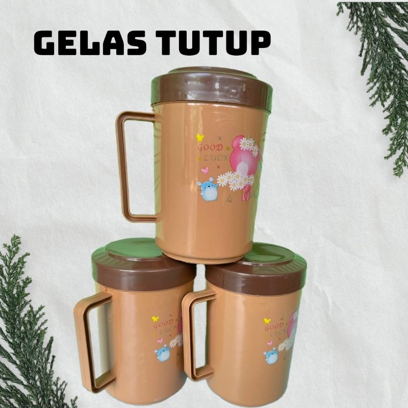 (12 pcs) Gelas Tutup Plastik Mocca Eskan mini mug tutup 12D