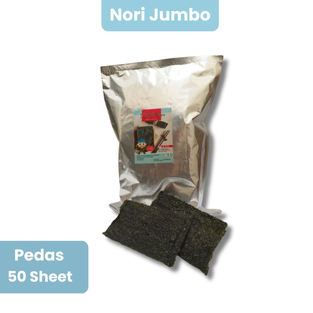 

PAKET JUMBO PEDAS!! Crispy Nori 50 Lembar/Sheet - Noribet Big Sheet Rumput Laut Seaweed