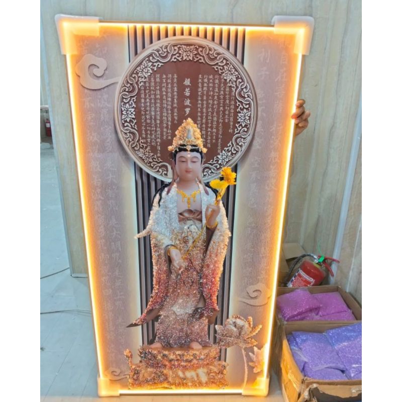 lukisan Porcelain Painting 5D Diamond gambar Dewi kwan im LED