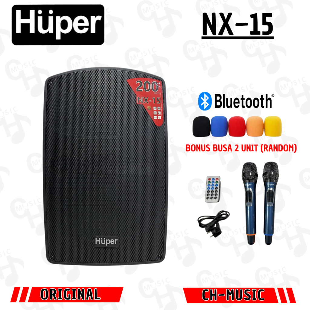 Huper NX-15 Speaker Portable Aktif 15" With Bluetooth Original Huper NX15