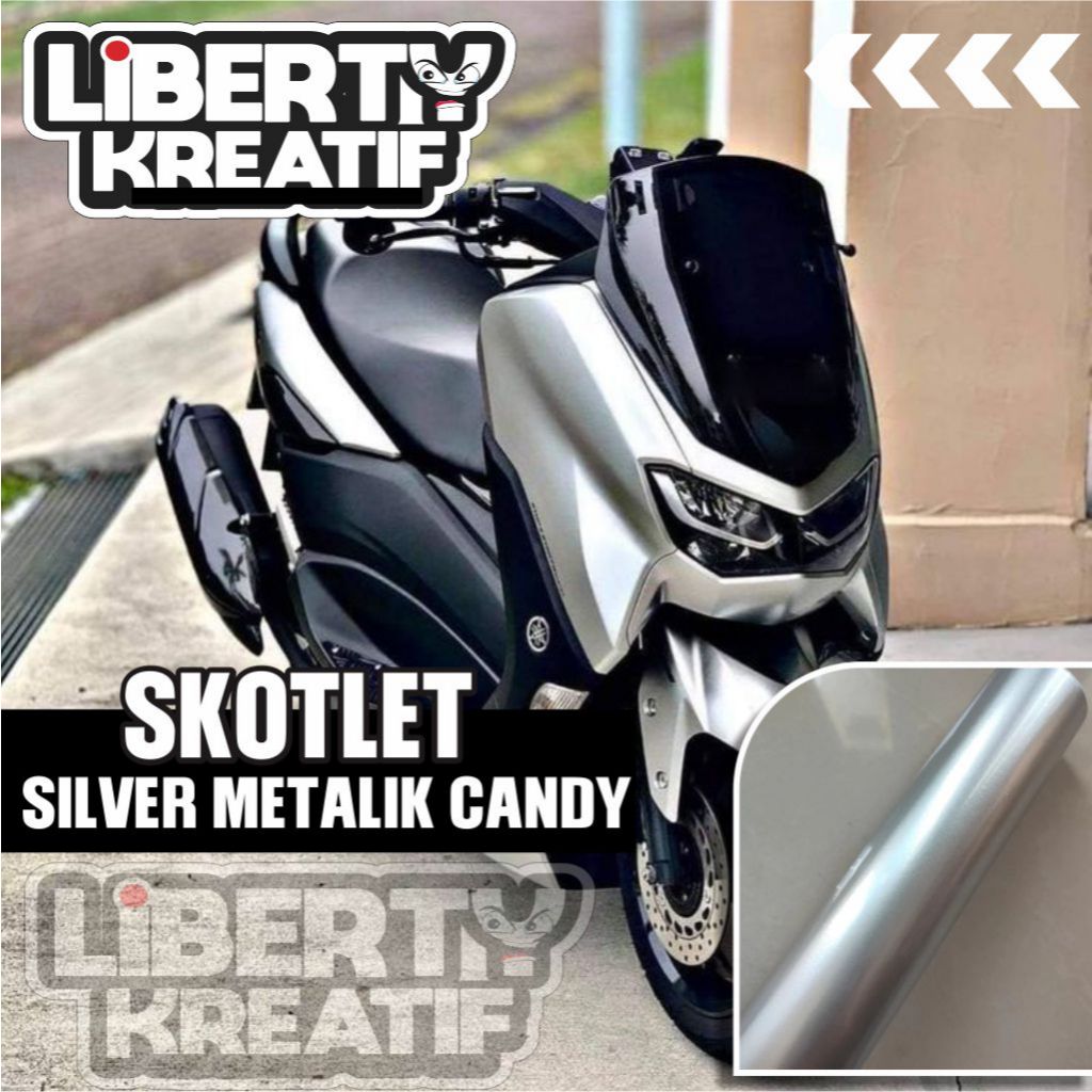Skotlet Stiker Wrapping Motor Silver Metalik Candy Scotlet Silver Scotlet Metalik Sticker Wrapping S