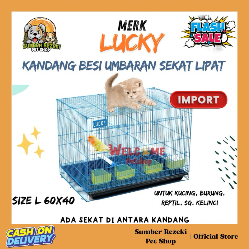 IMPORT Lucky Kandang Umbaran Sekat Kandang Burung Umbar Skat Sangkar Burung Sekat Besi Lipat Crate H