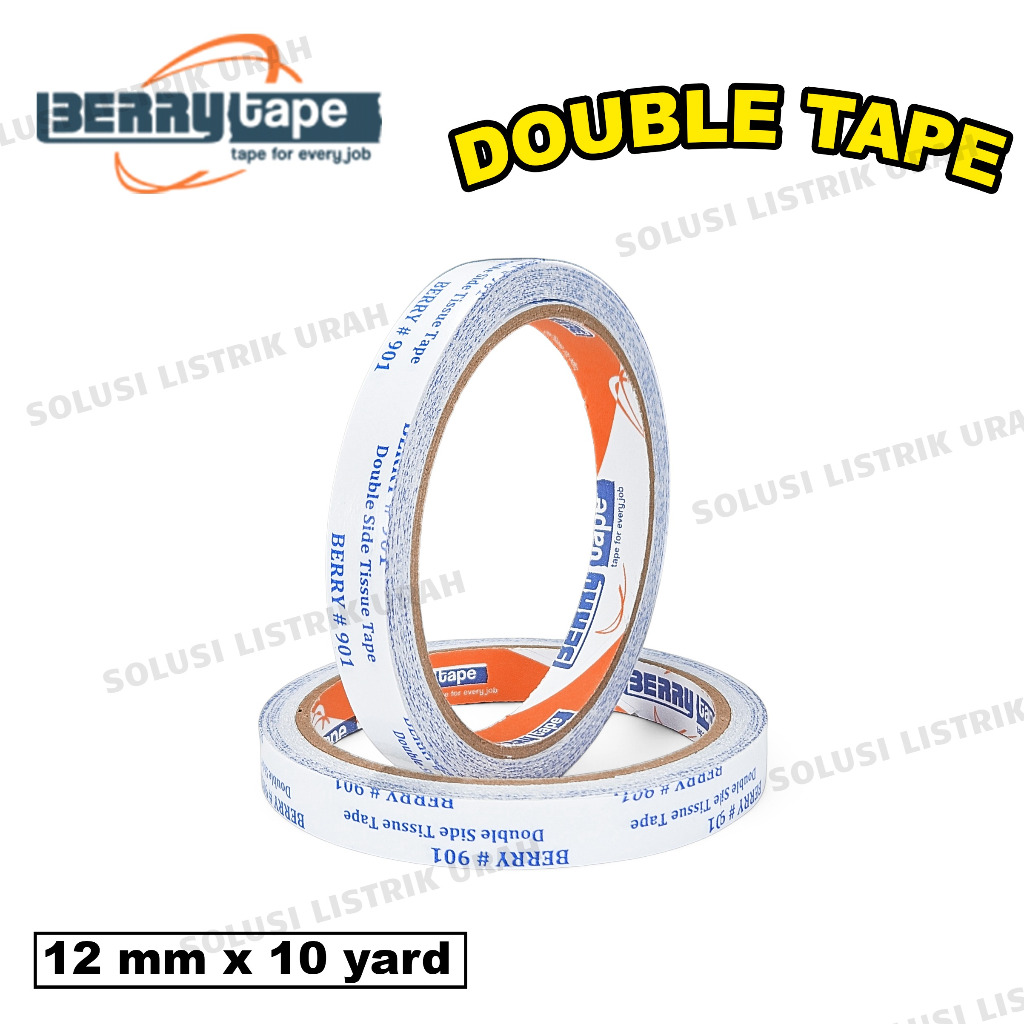 

Berry Tape Double tape 12 mm x 10 yard Isolasi bolak balik