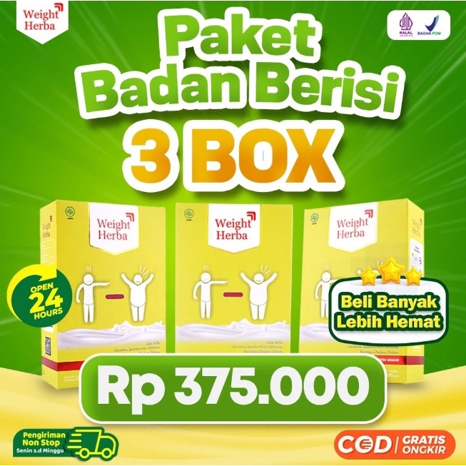 

[PROMO 3 BOX] Weight Herba Asli - Susu Penambah Berat Badan dan Nafsu Makan Berkualitas Tinggi