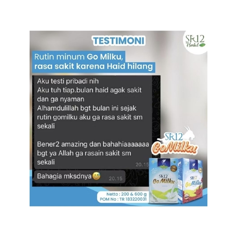 

SUSU GOMILKU SR12 SUSU ETAWA KAMBING BUBUK PREMIUM ORIGINAL PENGGEMUK BADAN,MENCEGAH DAN MENGURANGI JERAWAT.