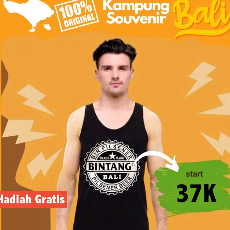 KODE X54U kaos Singlet pria dewasa Khas Bali Bintang Ganesh dan Motif Oleh Oleh Khas Bali