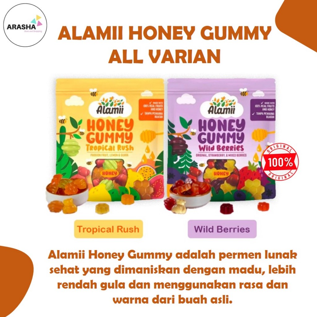 

ALAMII HONEY GUMMY ALL VARIAN / Permen Madu Rendah Gula 40 gr