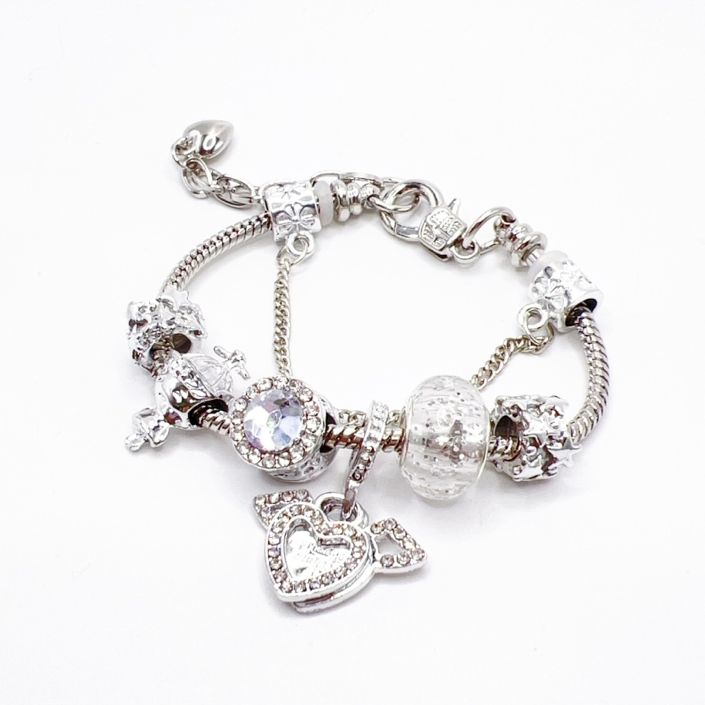 GELANG PANDORA RANTAI CEWEK SILVER ANTI KARAT HITAM LUNTUR GELANG WANITA TERMURAH GELANG WANITA KORE