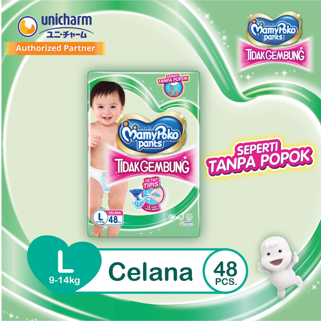MamyPoko Pants X-tra Kering Slim Tidak Gembung - L 48 - Popok Celana