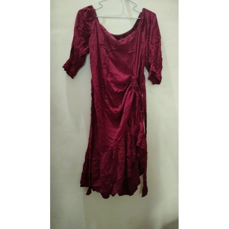 Korean Dress Maroon | Bigsize | Melisa Dress