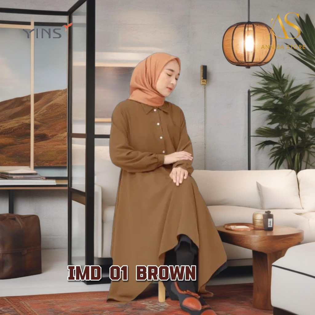 BAJU GAMIS MIDI REMAJA WANITA MIDI DRESS INSPIRE YINS IMD 01 BROWN