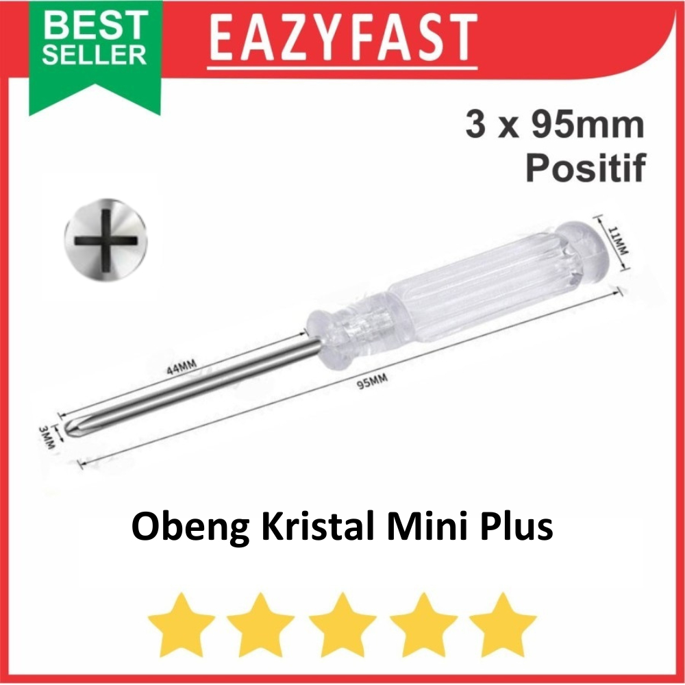 Obeng Crystal Mini Plus Positif Kembang 3x95mm Philips ScrewDriver