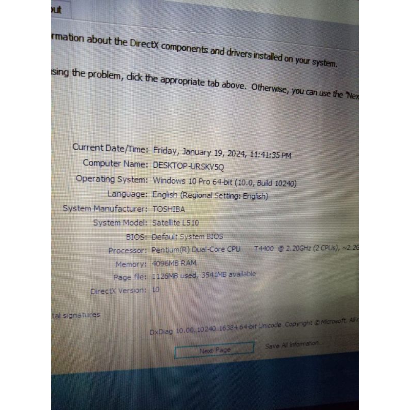 Laptop Toshiba satelit L510