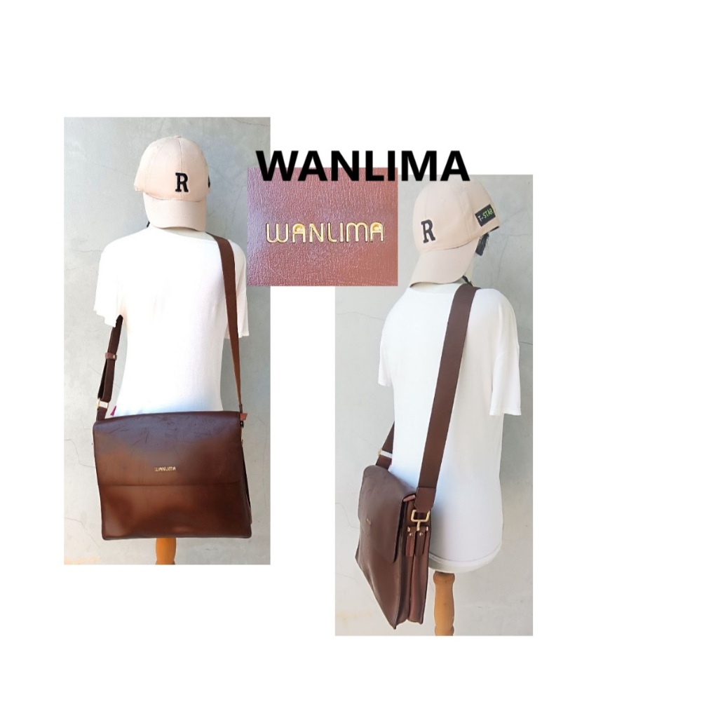 PL Original Wanlim wan5 Sling Messenger Laptop Leather Bag Tas Selempang Kulit
