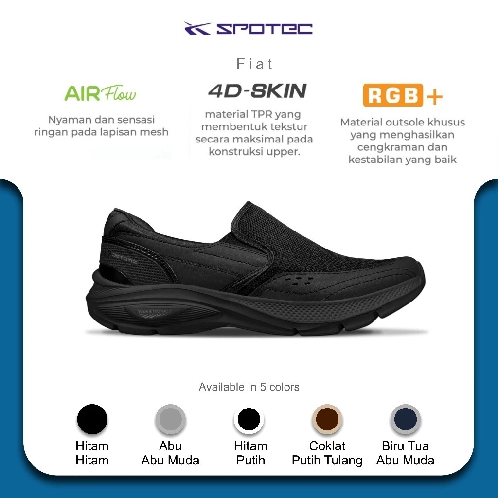 SPOTEC Sepatu WALKING Artikel FIAT-Hitam/Hitam Spotec Original
