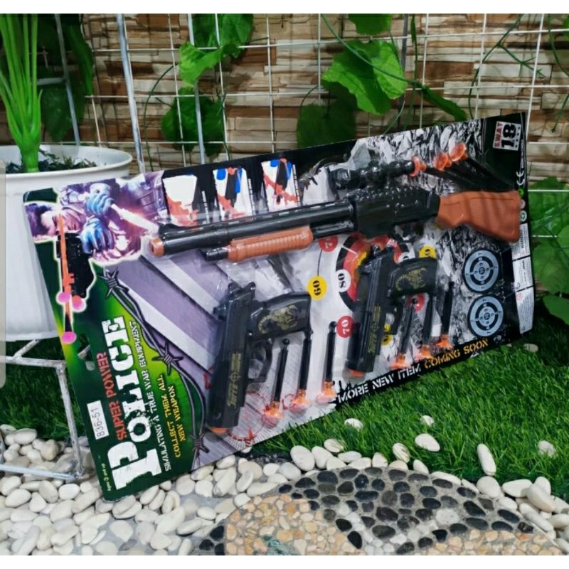 GDM - Mainan Set Pistol AK47 3 IN 1 - Perlengkapan Tembakan Anak Peluru karet