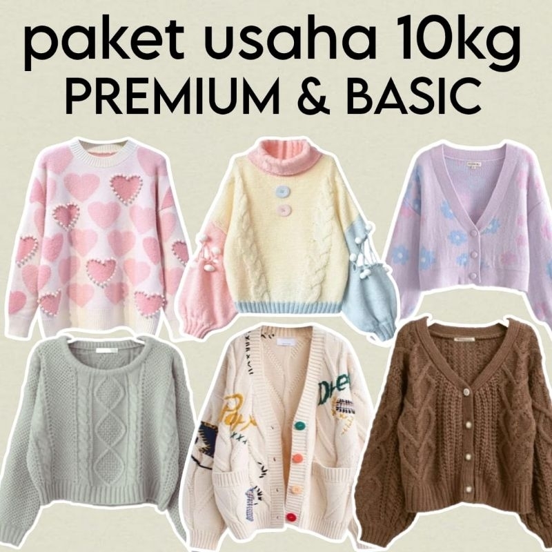 PAKET USAHA harga grosir rajut dan kaos berat 10kg, isi 30-50pcs, rajut premium, rajut basic, paket 