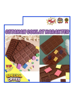 Cetakan Silikon Jelly Puding Coklat Karakter Huruf Angka Love Loyang Kue Fleksibel Lucu Unik