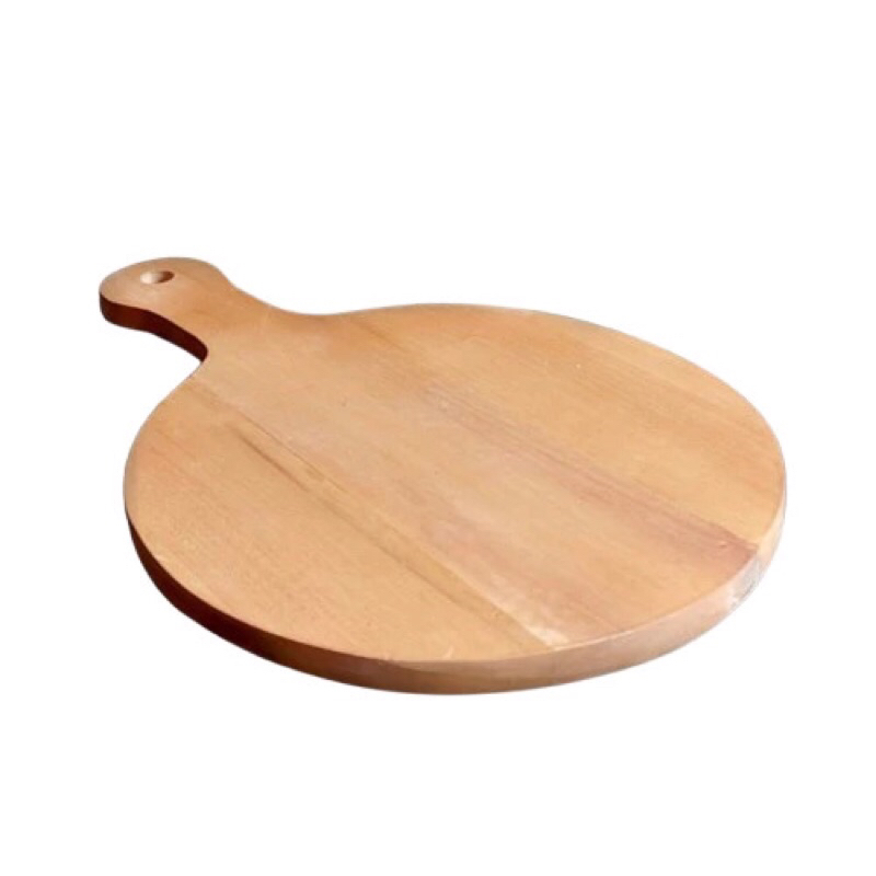 talenan kayu pizza bulat gagang tebal ukuran besar / talenan kayu kecil sedang besar / talenan kayu 