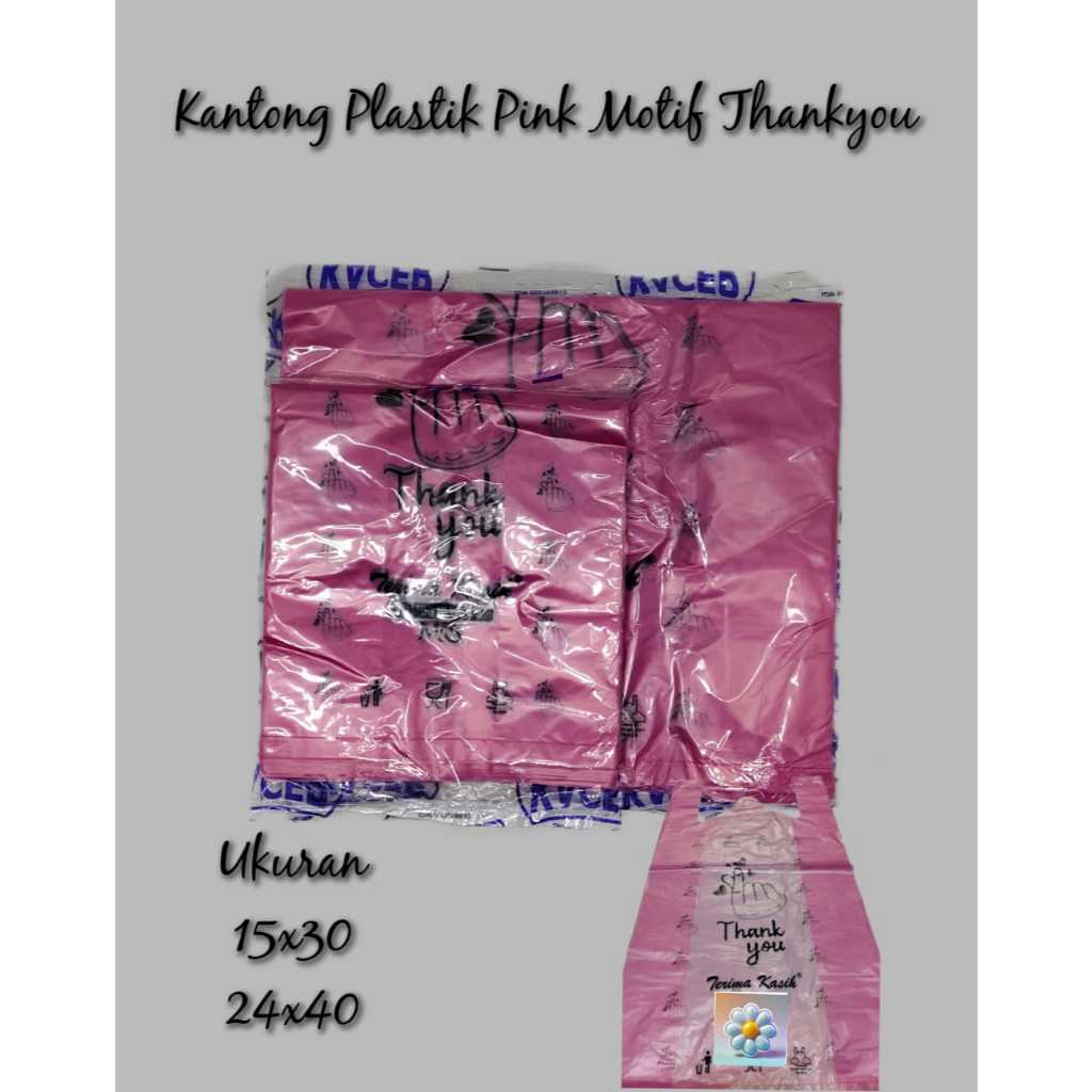 Kantong Plastik Pink Thank You Hati Ukuran 24 Terimakasih warna pink 15
