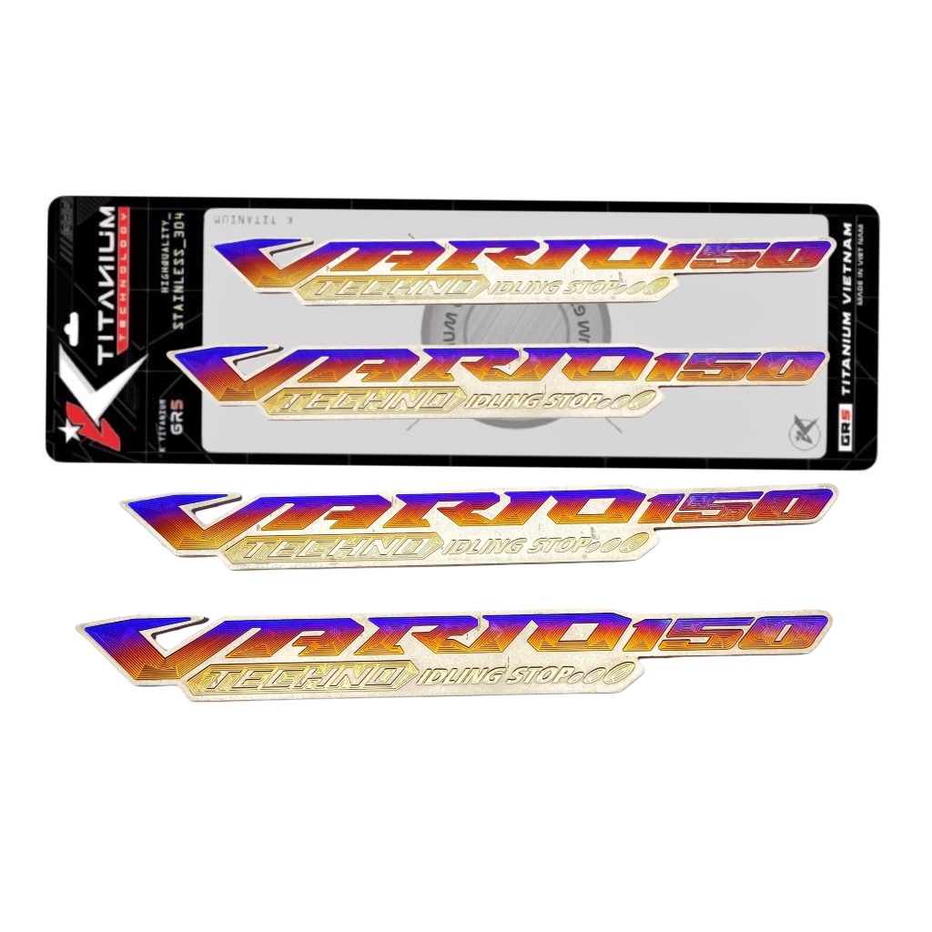 TITANIUM EMBLEM LOGO BODY VARIO 150 IDLING STOP ORIGINAL HARGA 1 SET KIRI KANAN