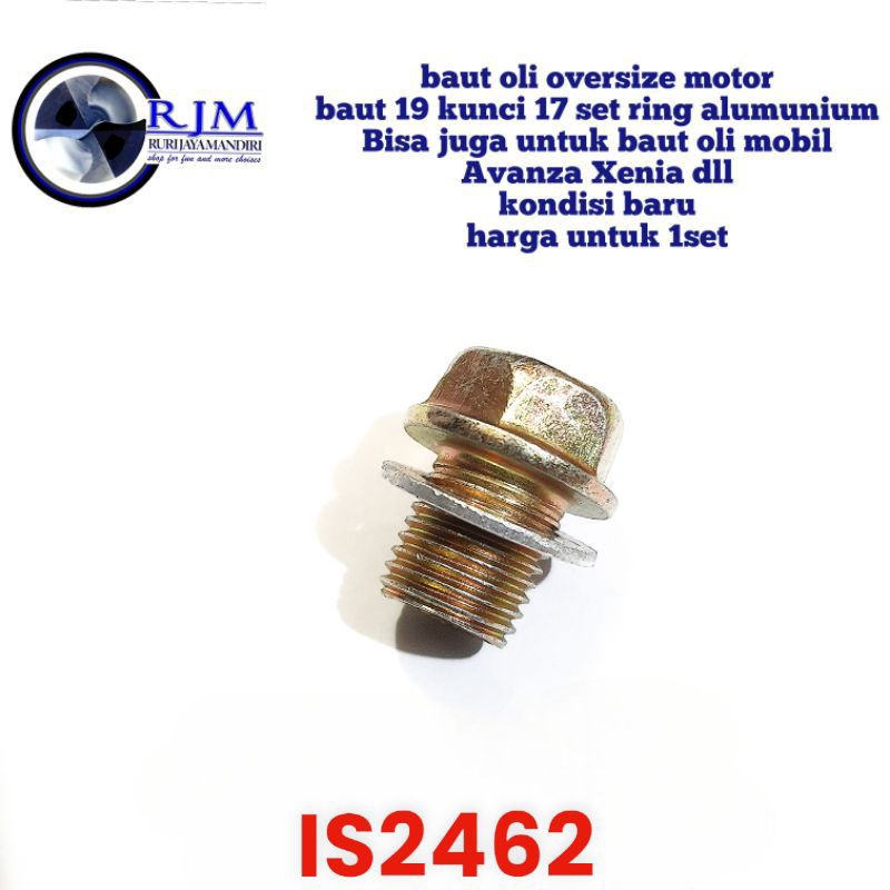 paket baut oli oversize motor baut 19 kunci 17 set ring alumunium Bisa juga untuk baut oli mobil Ava