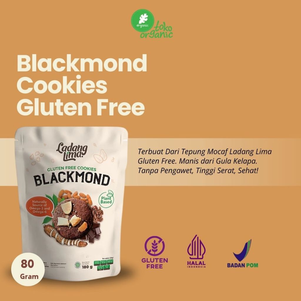 

Ladang Lima Blackmond Mini Bites (80gr) Cookies Gluten Free Rasa Dark Chocolate, Kue Kering Sehat Rendah Gula Cocok untuk Diet