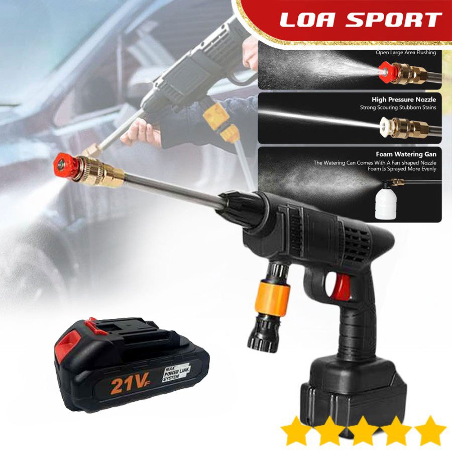 Semprotan Air Cuci Mobil High Pressure Steam Sabun Baterai Cas 21 VF