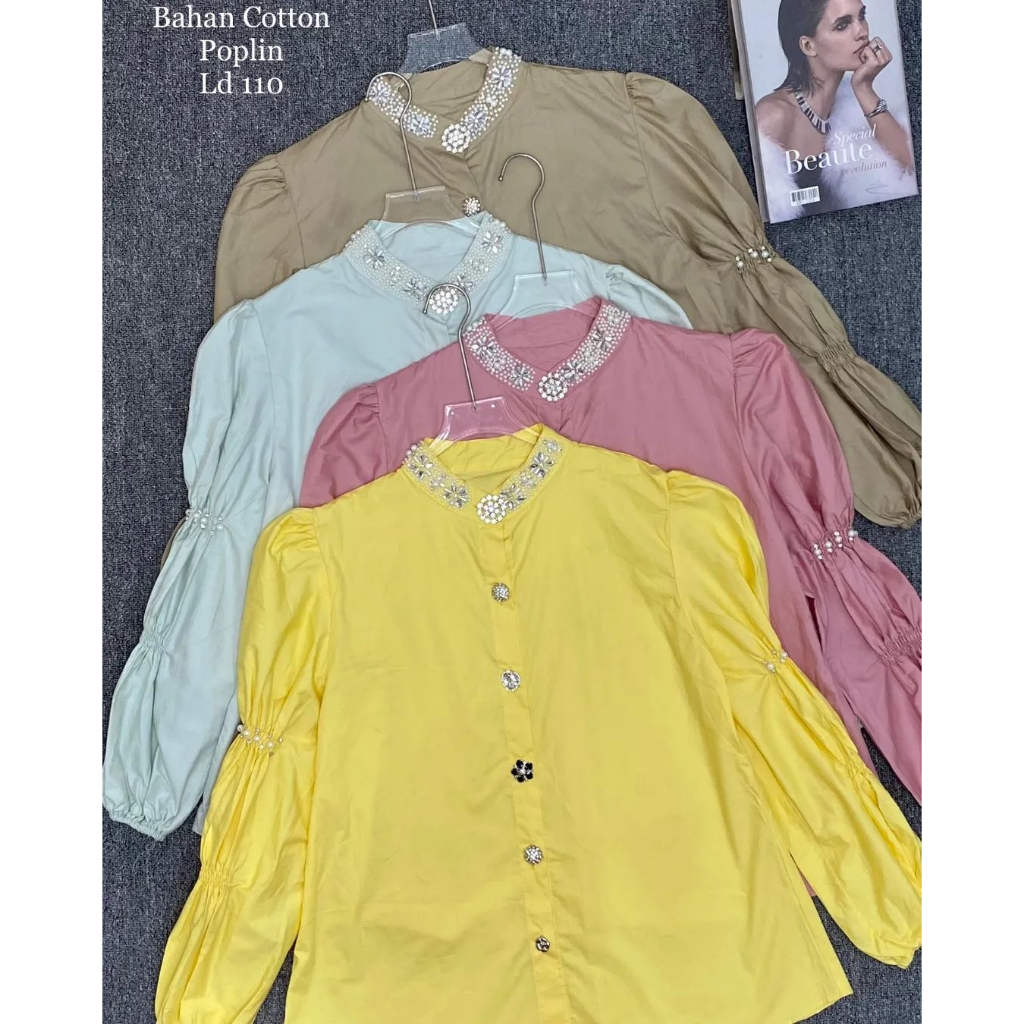 [LaVaylin] LV007 Baju Kemeja Atasan Wanita Manik Payet Kantoran Kerja Premium Fashion Modern Terbaru