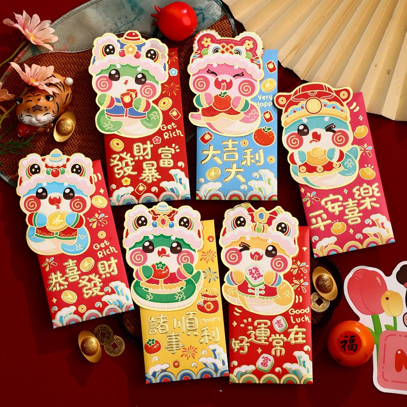 

2025 Angpao Imlek Panjang 6pcs Lucu Angpao Year of Snake