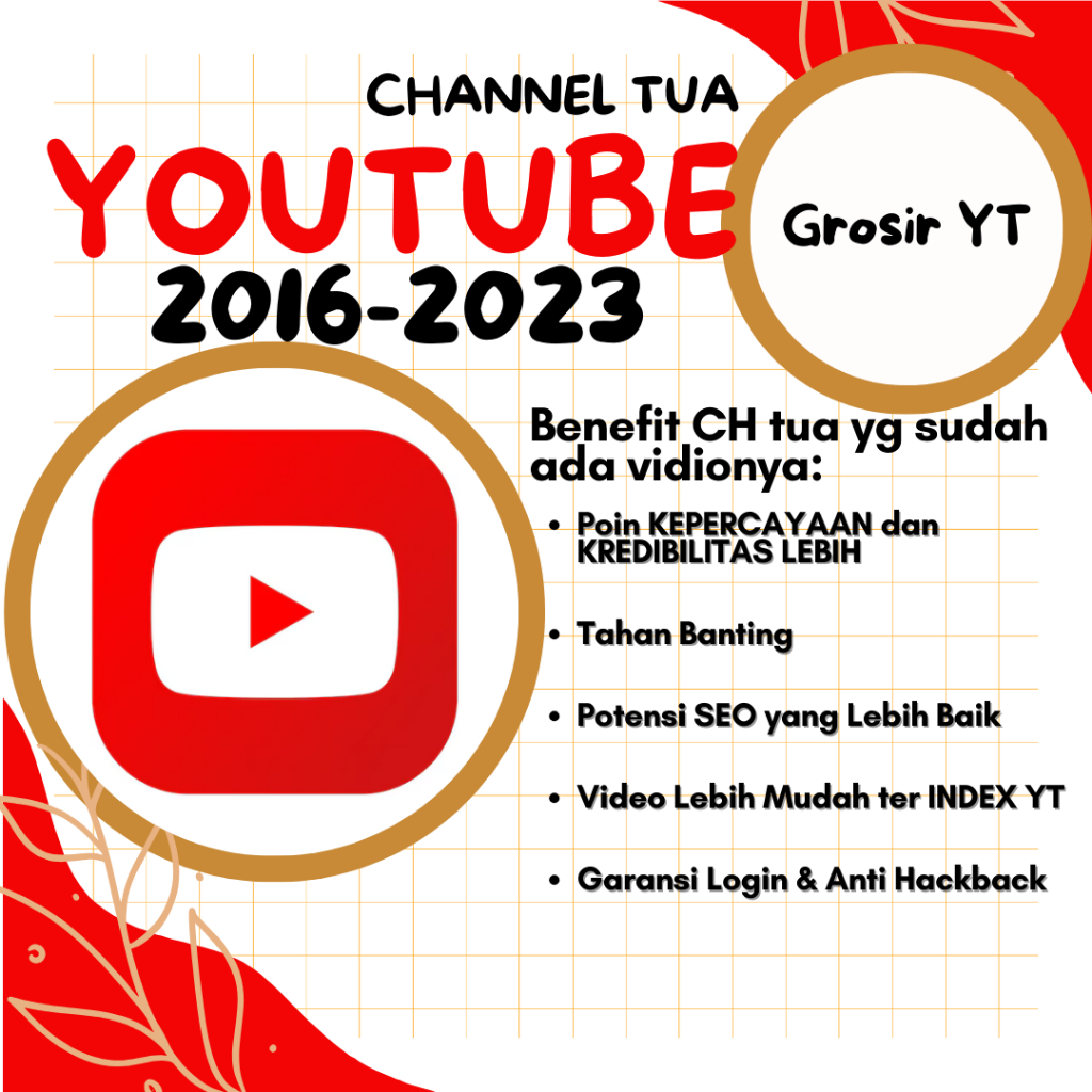 Channel Youtube Tua/Lawas Tahun 2016, 2017, 2018, 2019, 2020, 2021, 2022,2023 Private dan Bergaransi