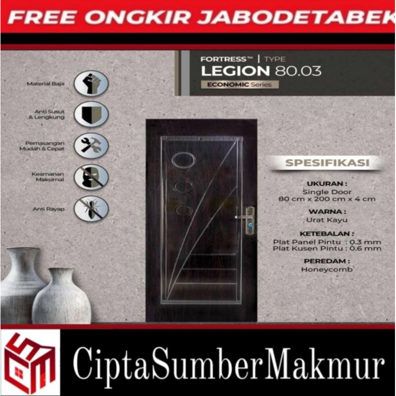 PINTU UTAMA / PINTU KAMAR BAJA JBS METAL DOOR 80.03 BY FORTRESS