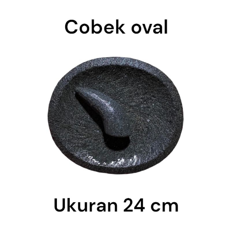 cobek batu asli oval ukuran 24 cm fre ulekan