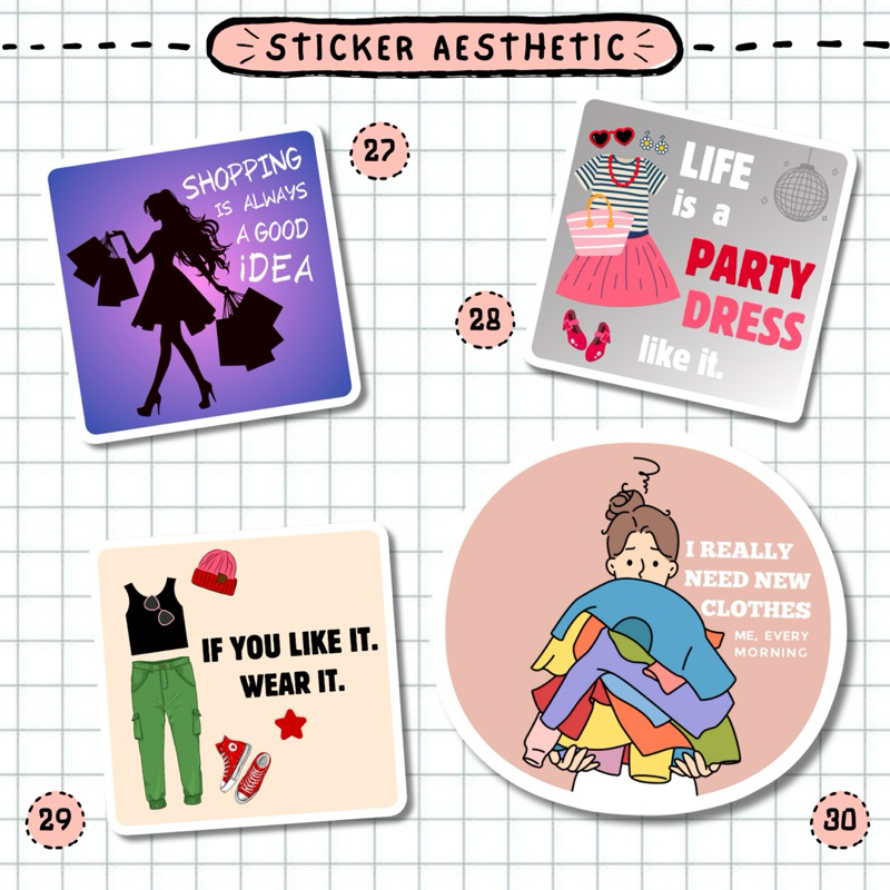 

STICKER AESTHETIC TUMBLR SATUAN / FASHION MOOD STICKER MATTE WATERPROOF / AS.27-38