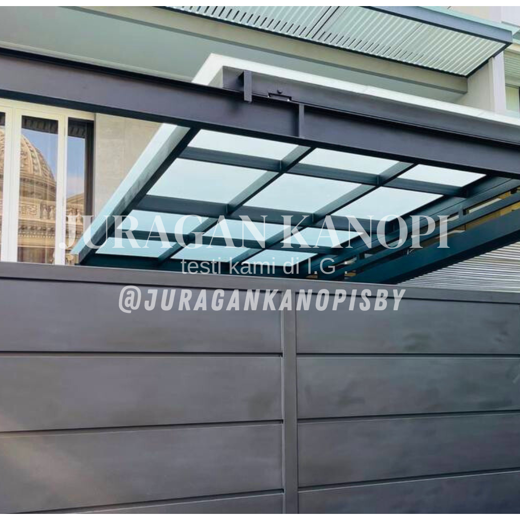 Kanopi kaca Sliding otomatis tempered glass 10mm termurah