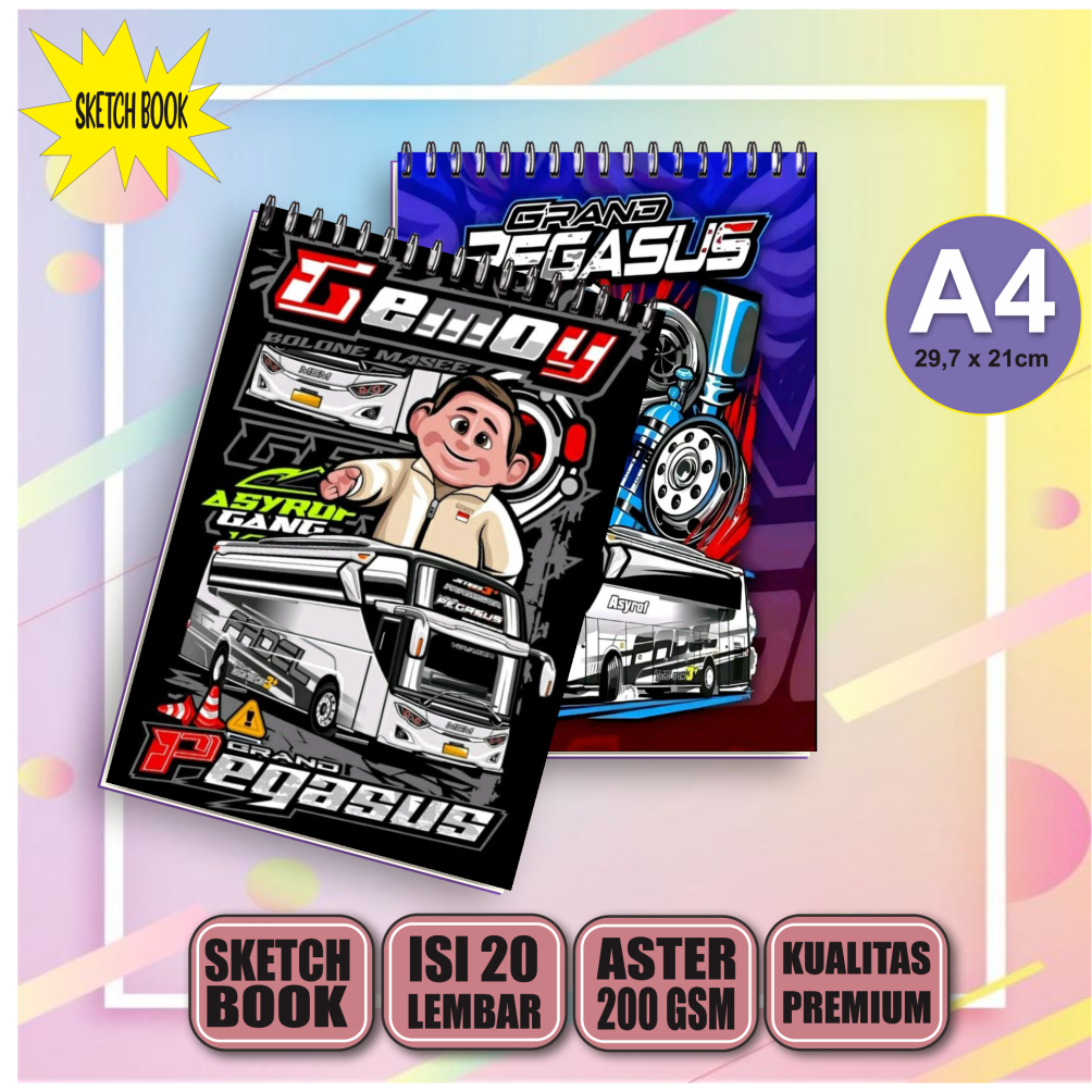 

Sketchbook Bus Mania A4, Buku Gambar Vertikal Jilid Spiral 20 Lembar/40 Halaman Tebal 200