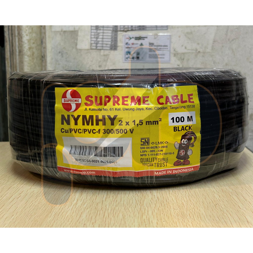 Kabel NYMHY atau NYYHY 2 x 1.5mm Merk Supreme / Kabel NYMHY 2 x 1.5 mm Supreme