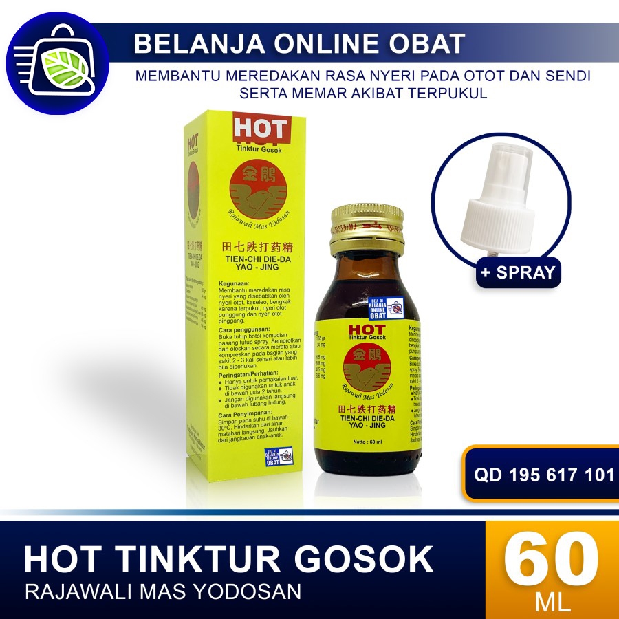 TINKTUR GOSOK RAJAWALI MAS YODOSAN HOT 60ML /Tien Chi Die Da Yao Jing
