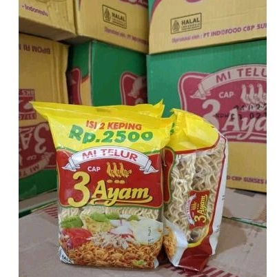 

1 Dus Mi Telur 3 Ayam Hijau ecer 2.000 isi 24 / 1 Karton Tiga Ayam