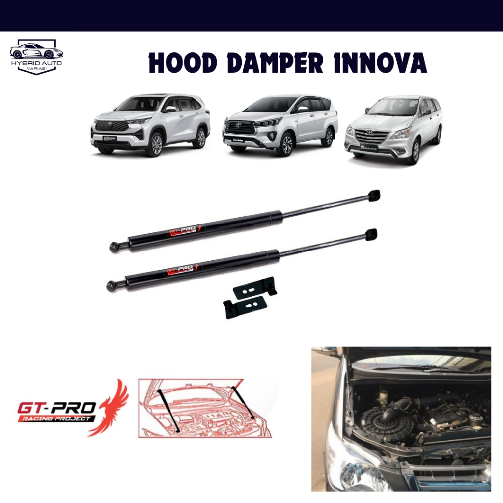 Shock Kap Mesin Hidrolik Hood Damper Innova Reborn Grand Zenix 2012-2024//Engine Kap Mesin GT Pro