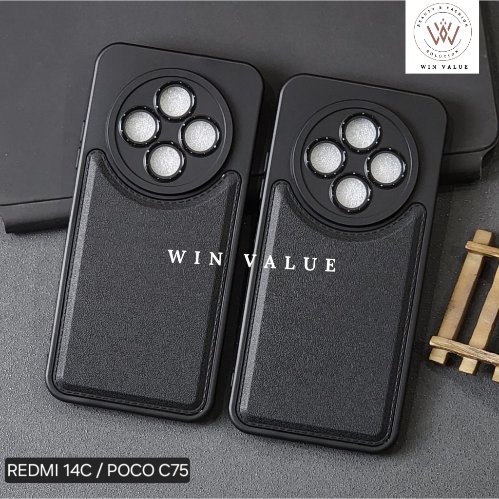 Redmi 14C Redmi 13C Case Leather Black Softcase Leather Redmi 14C Redmi 13C