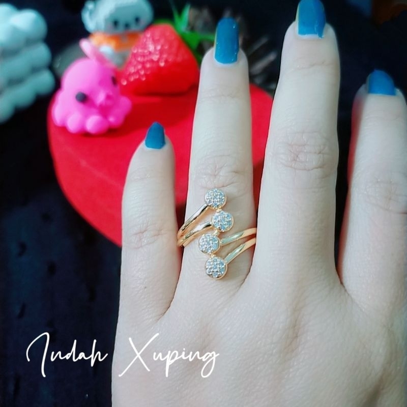 Cincin lapis emas 18 karat elegan super premium anti karat