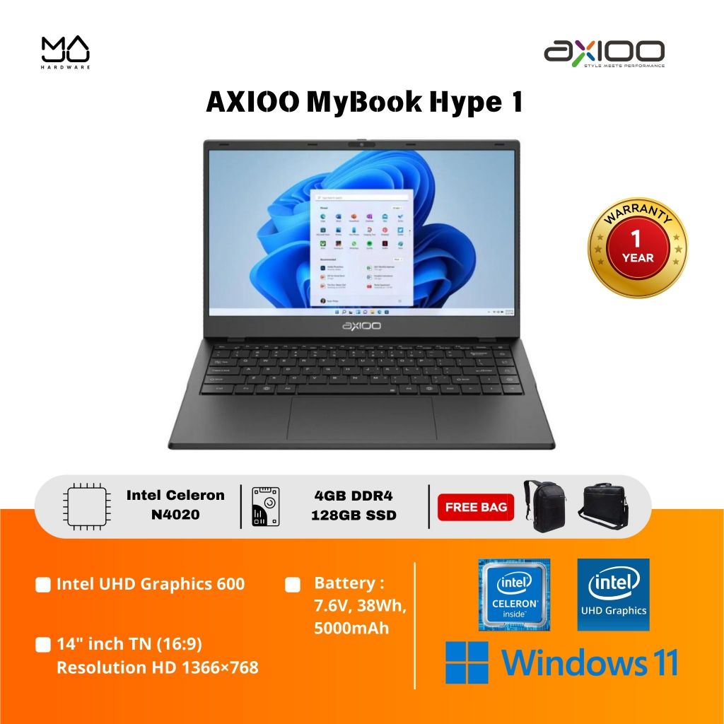 Laptop AXIOO Mybook HYPE 1 - 4/128- Garansi Resmi