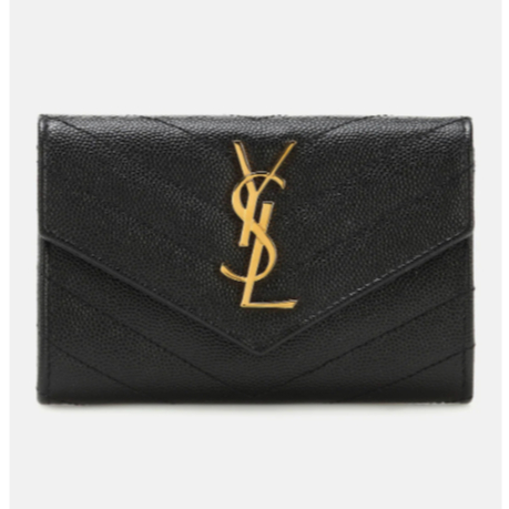 YSL Small Envelope Leather Wallet Black Caviar GHW (13.5 x 9.5 x 3)