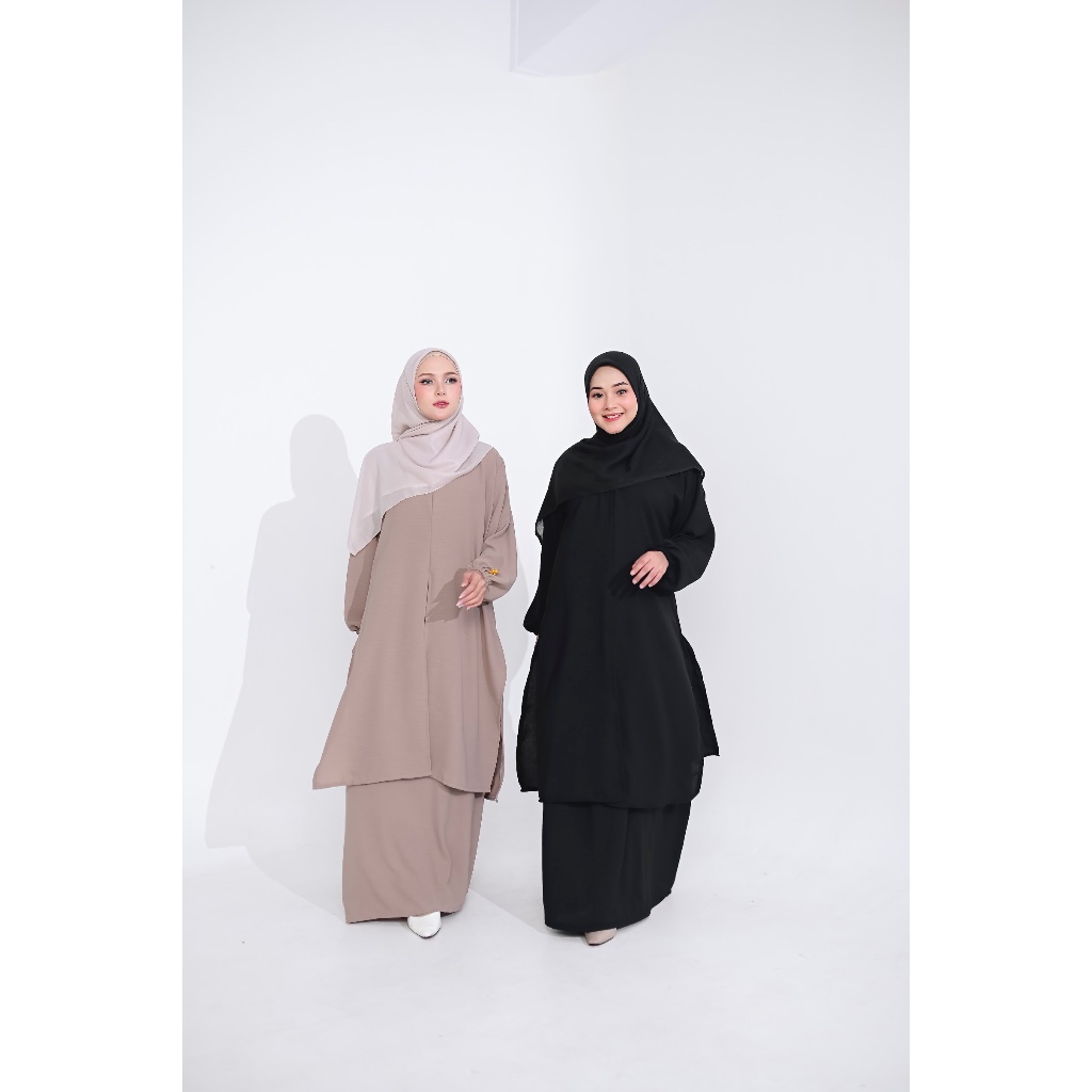 Haliza setelan tunik malayu oneset tunik crincle airflow jumbo gamis muslim kekinian