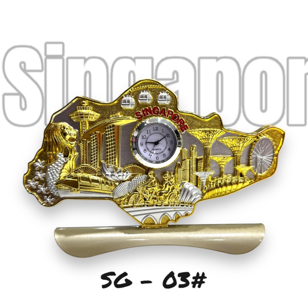 Souvenir Jam Singapore / Pajangan jam meja Singapore / Hiasan Meja Singapore