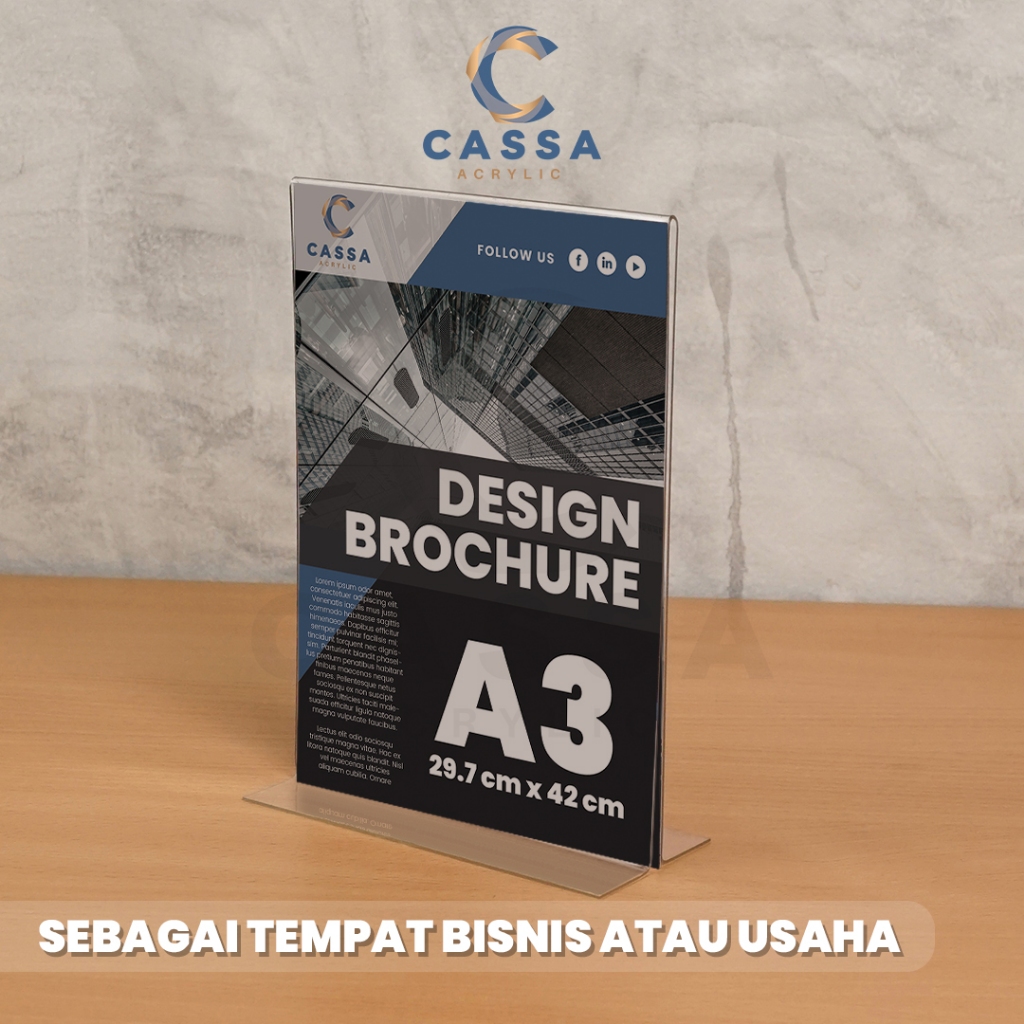 

Tempat Brosur A3 Potrait 2mm 2 Sisi / Tent Holder / Akrilik Display / Tent Card