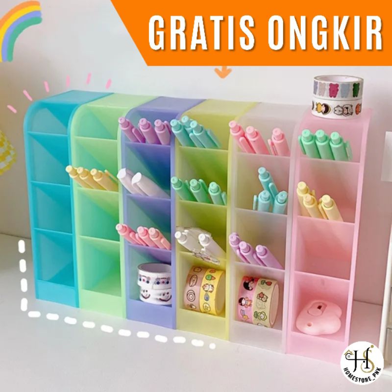 

Rak Holder Mini 4 Sekat/Kotak Organizer ATK Pensil Tipex Gunting Pen/Rak Belajar dan Tempat Penyimpanan Alat Tulis Kantor