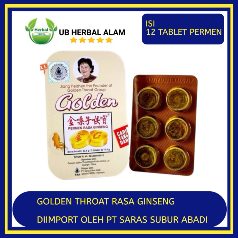 

Golden Throat Lozenges permen rasa ginseng / radang tenggorokan