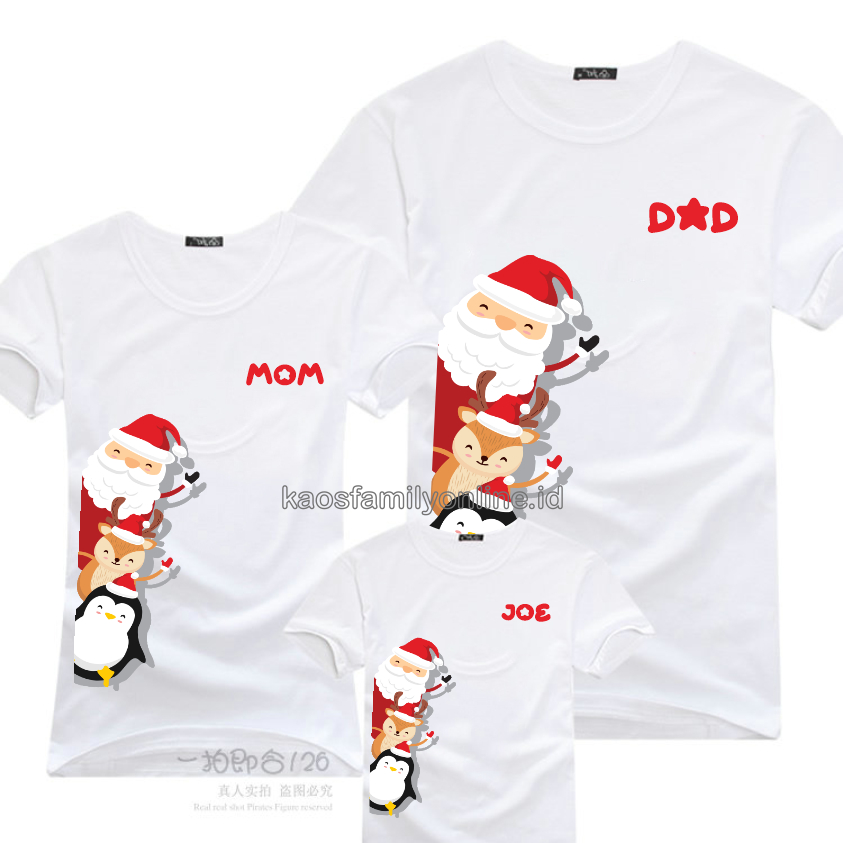 Baju Kaos Keluarga Natal Santa Christmas Custom Request FREE Nama Tulisan / Kaos Natal Keluarga
